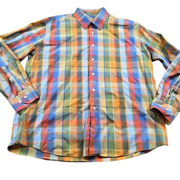 Alan Flusser Other - Alan Flusser Shirt Mens XL Plaid Long Sleeve Button Up Colorful Preppy